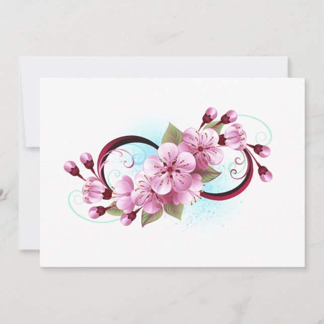 Convites Infinidade com Flores de Flor Sakura (Frente)