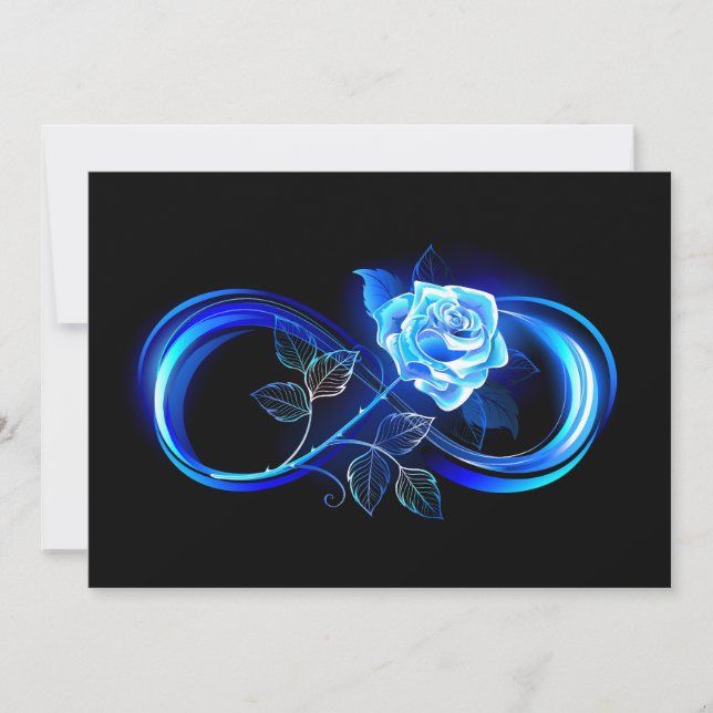 Convites Infinito brilhante com rosa azul (Frente)