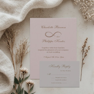 Convites Infinity Sign Dusty Pink Cinza Dourada Casamento R