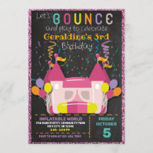 INFLATABLE BOUNCE SLIDE CASTLE BIRTHDAY INVITATION