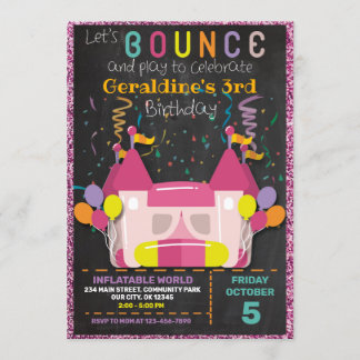 CONVITES INFLATABLE BOUNCE SLIDE CASTLE BIRTHDAY INVITATION