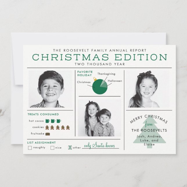 Convites Infográfico de Boletim de Férias Natal Divertido (Frente)