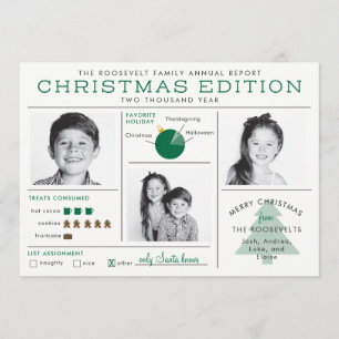 Convites Infográfico de Boletim de Férias Natal Divertido