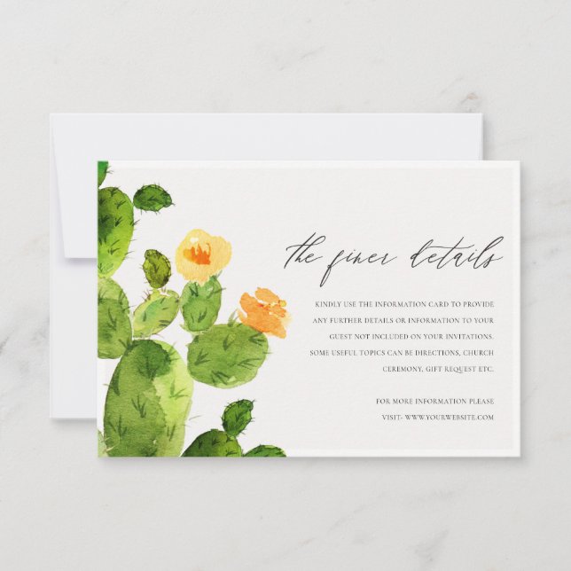 Convites INFORMAÇÃO DE FLOR DE CACTO NO DESERTO COM Aquarel (Frente)