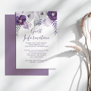 Convites Informação Wedding floral da aguarela roxa e de