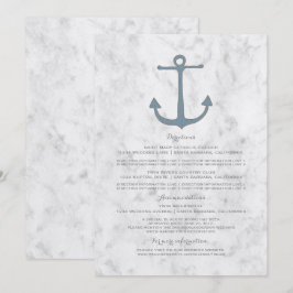 Convites Informações de Casamento com Âncora Rústica Azul
