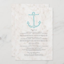 Convites Informações de Casamento com Âncora Rústica Verde 