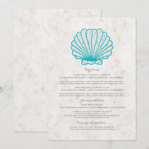 Convites Informações de Casamento com Concha Rustica Turque