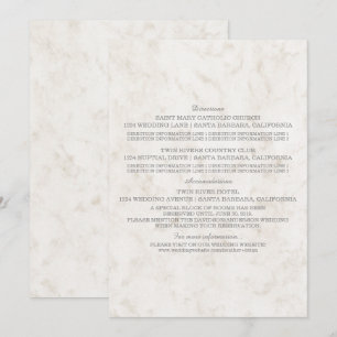Convites Informações de Casamento de Mármore Bege Elegante