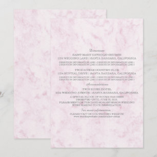 Convites Informações de Casamento em Mármore Rosa Elegante