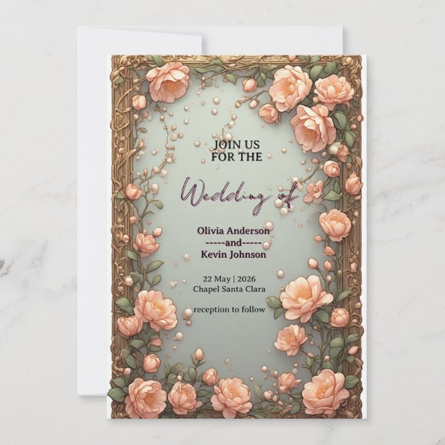Convites 🌸 Informações de Casamento Floral Moderno 🌸 (Frente)