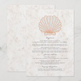 Convites Informações de Casamento Laranja Rústico Concha do
