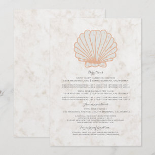 Convites Informações de Casamento Laranja Rústico Concha do