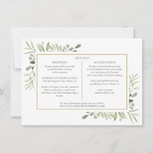 Convites Informações de Detalhes de Casamento com Vegetação