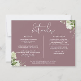 Convites Informações de Detalhes de Casamento com Vegetação