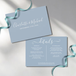 Convites Informações de Detalhes de Casamento em Azul Empoe