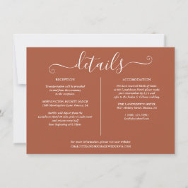 Convites Informações de Detalhes de Casamento Terracota com