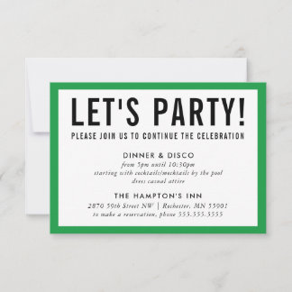 Convites INFORMAÇÕES DE FESTA moderna ousada verde kelly