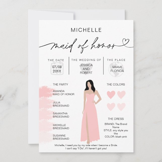 Convites Informações de madrinha de casamento Infográfico d (Frente)