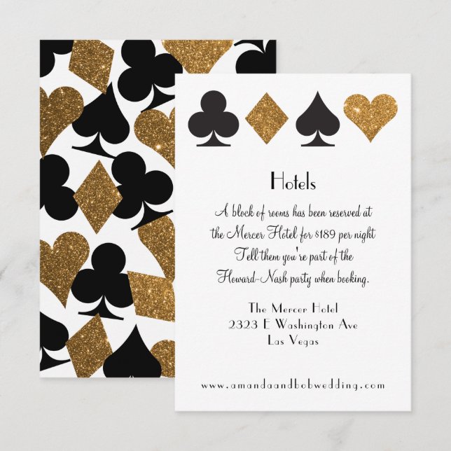 Convites Informações Douradas sobre o destino de Las Vegas (Frente/Verso)