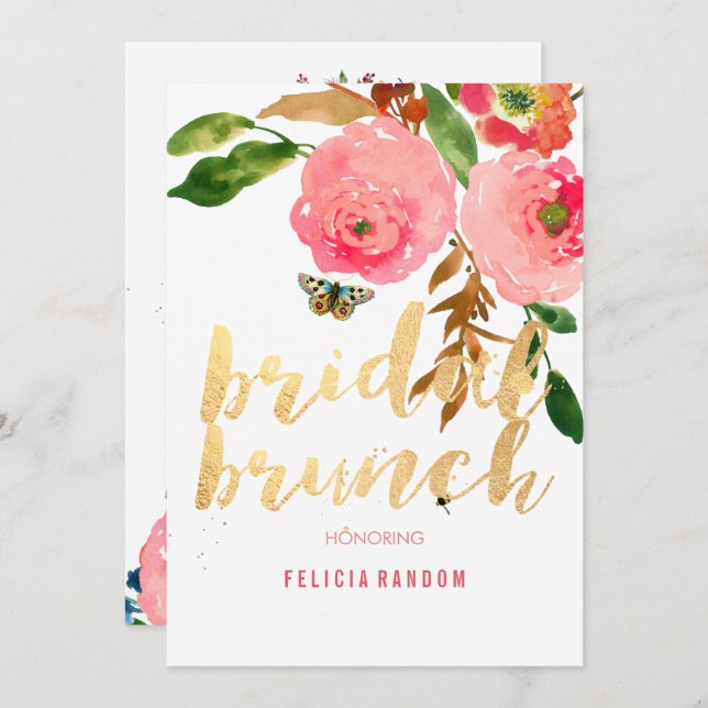 Convites Informações gerais sobre Bridal Floral do PixDezin (Frente/Verso)