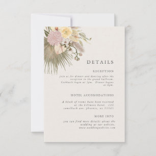 Convites Informações sobre casamento Boho com grama Pampas