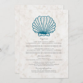 Convites Informações sobre Casamento de Seashell Real Blue 