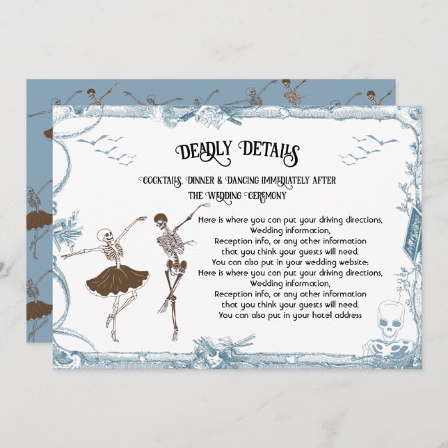 Convites Informações sobre o esqueleto gótico do Halloween  (Frente/Verso)