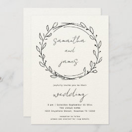 Convites Informal Laurel Leaf Line Art QR Code Casamento