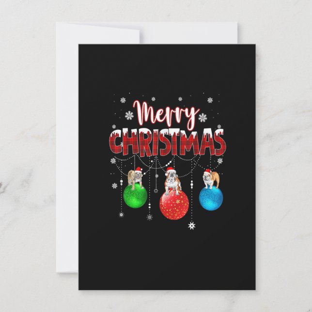 Convites Inglês Buldogue Merry Christmas — Xadrez de Natal  (Frente)