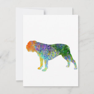 Convites Inglês Bulldog Art Watercolor Pão de Água