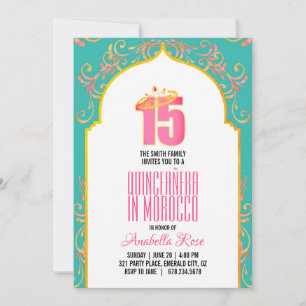 Convites INGLÊS morocco QUINCEAÑERA Noites árabes PINK A