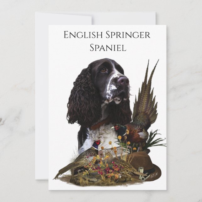Convites Inglês Springer Spaniel com faisão (Frente)