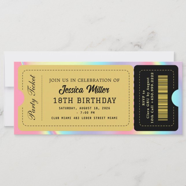 Convites Ingresso da Festa Black & Gold (Frente)