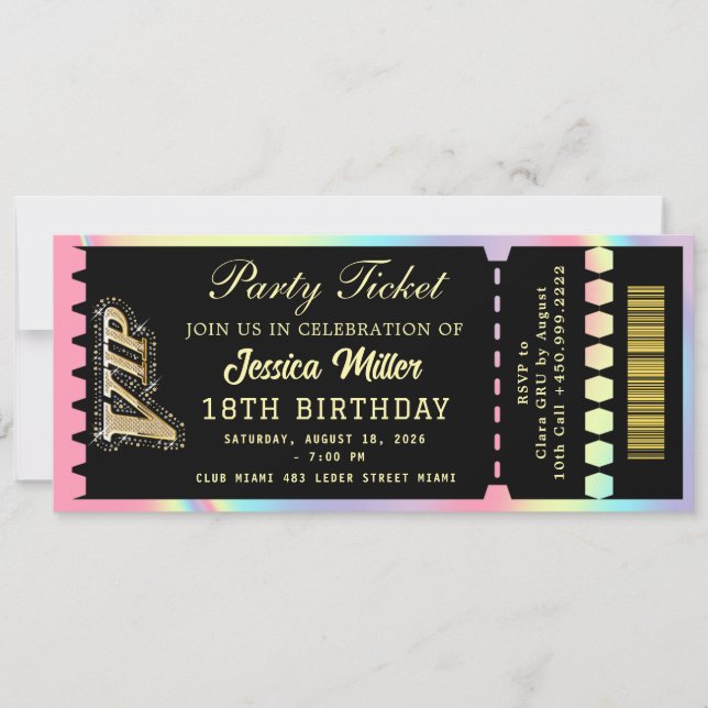 Convites Ingresso da Festa Black & Gold (Frente)
