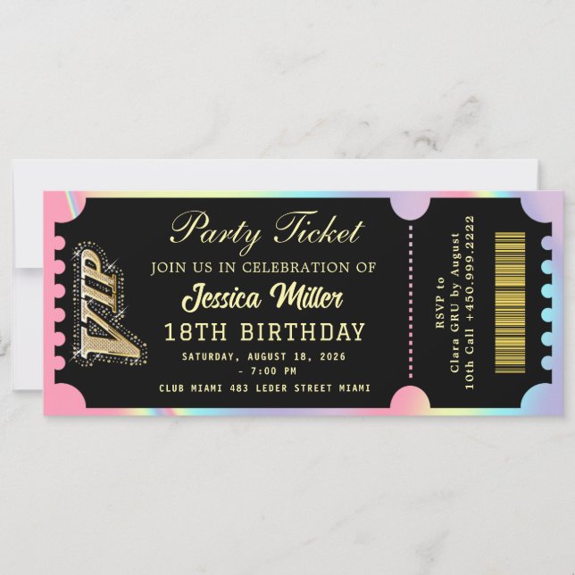 Convites Ingresso da Festa Black & Gold (Frente)