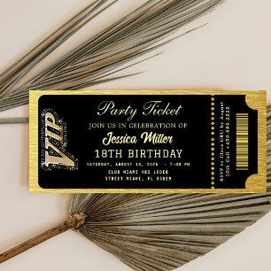 Convites Ingresso da Festa Black & Gold