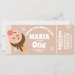 Convites Ingresso de Aniversário da Groovy Ice Cream Party