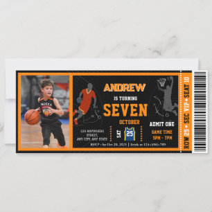 Convites Ingresso de Aniversário de Basquete Pessoal com fo