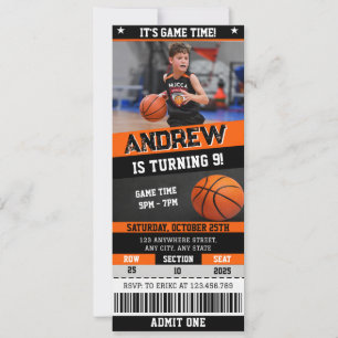 Convites Ingresso de Aniversário de Basquete Pessoal com Im