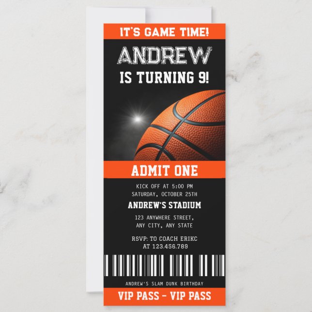 Convites Ingresso de aniversário para dia de jogo de basque (Frente)