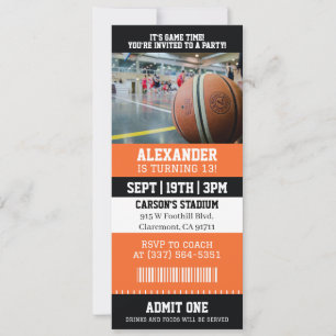 Convites Ingresso de Basquete de Aniversário