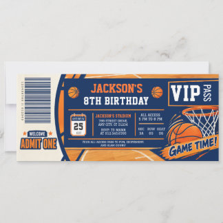 Convites Ingresso de Basquete de Esportes Pessoais Aniversá
