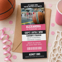 Ingresso de Basquete Rosa Festa de Aniversário