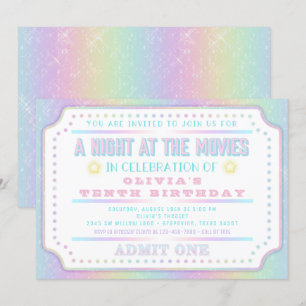 Convites Ingresso de Cinema Menina Festa de Aniversário