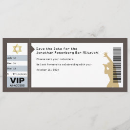 Convites Ingresso de Concerto Bar Mitzvah Save the Date em 