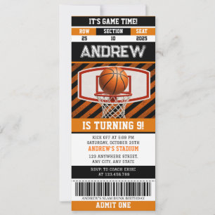 Convites Ingresso de Esportes para Aniversário de Basquete