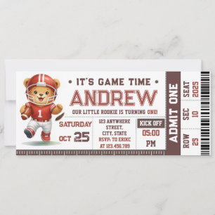Convites Ingresso de Futebol Americano Fofo de Aniversário