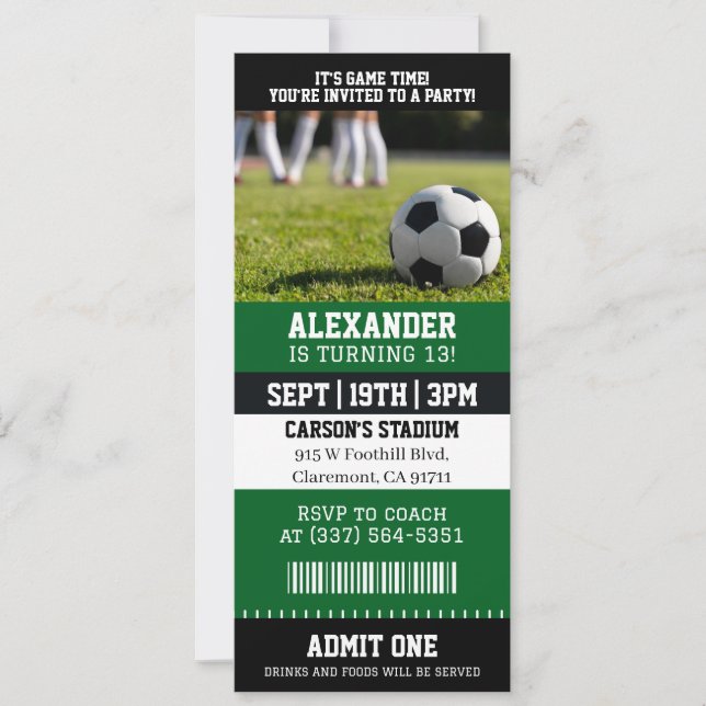 Convites Ingresso de Futebol de Aniversário (Frente)