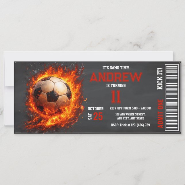 Convites Ingresso de Futebol Personalizado para Aniversário (Frente)